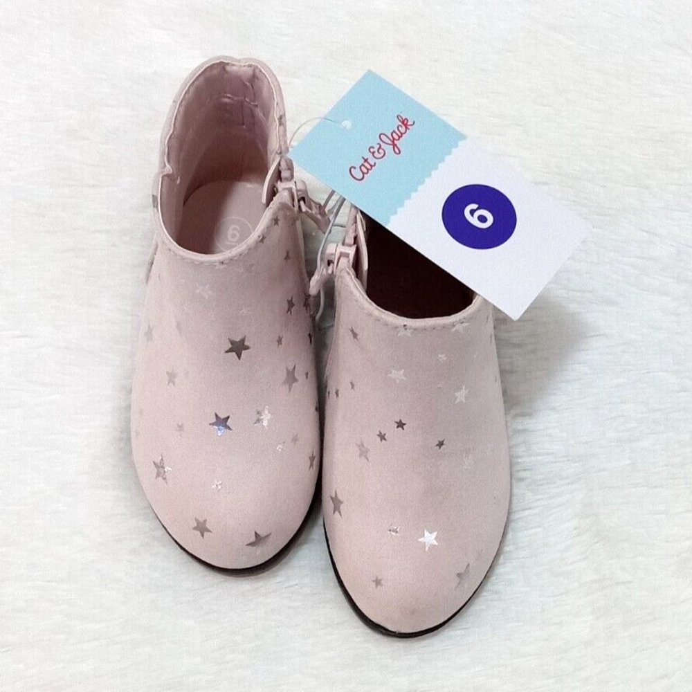 Toddler Girl's Penelope Zipper Booties with Silver Stars (Size 6) "BLUSH" ~ NEW!